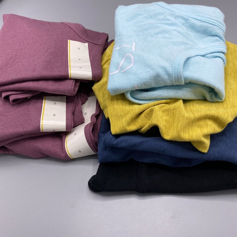 Bundle A New Day Shirts Womens Small Mixed 6 Knit Yellow Purple Blue Active Top